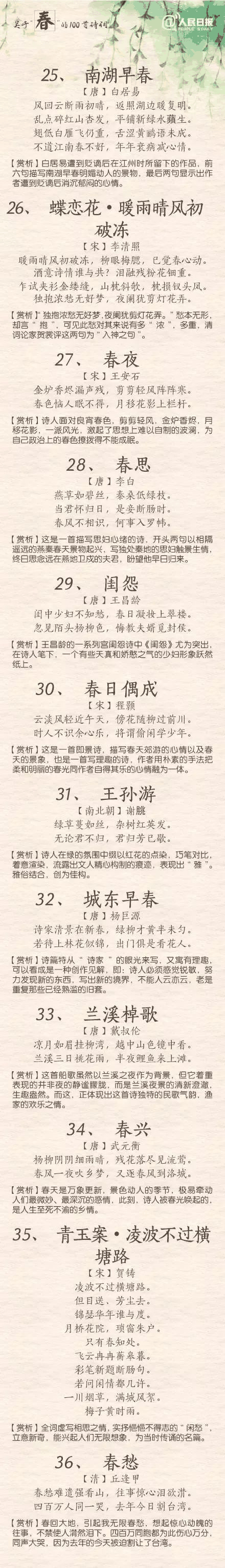 人民日報：100首春天唯美經(jīng)典詩詞，爲孩子收藏！