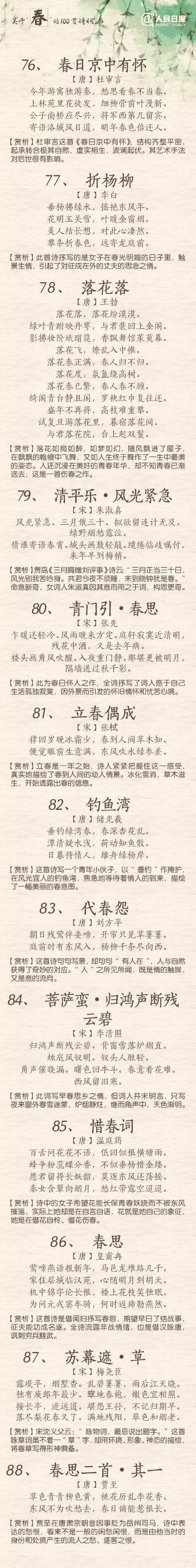 人民日報：100首春天唯美經(jīng)典詩詞，爲孩子收藏！