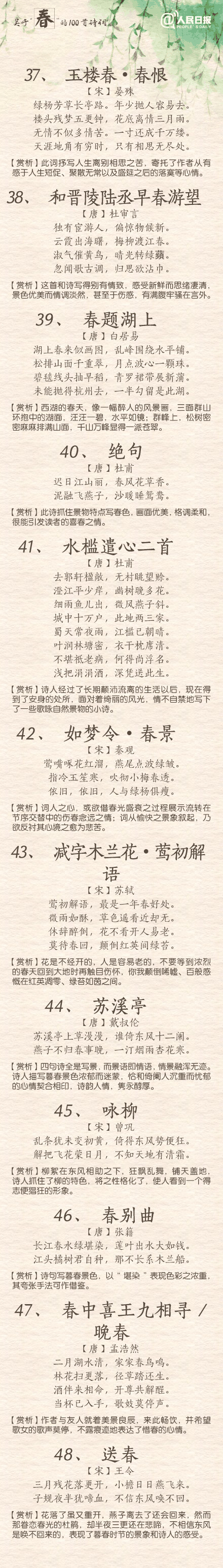 100首關于春的詩詞 與君共賞