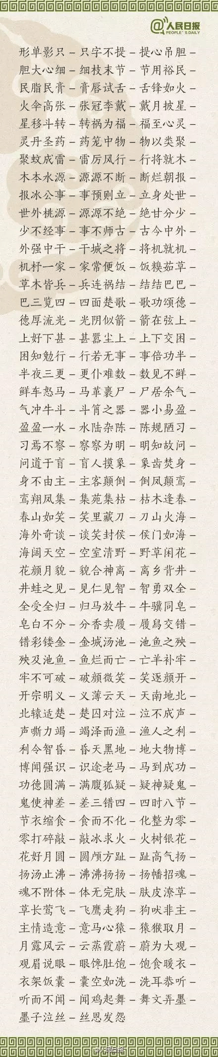 ​1500個成(chéng)語接龍，貼在牆上，和孩子常玩，語文成(chéng)績想不好(hǎo)都(dōu)難！