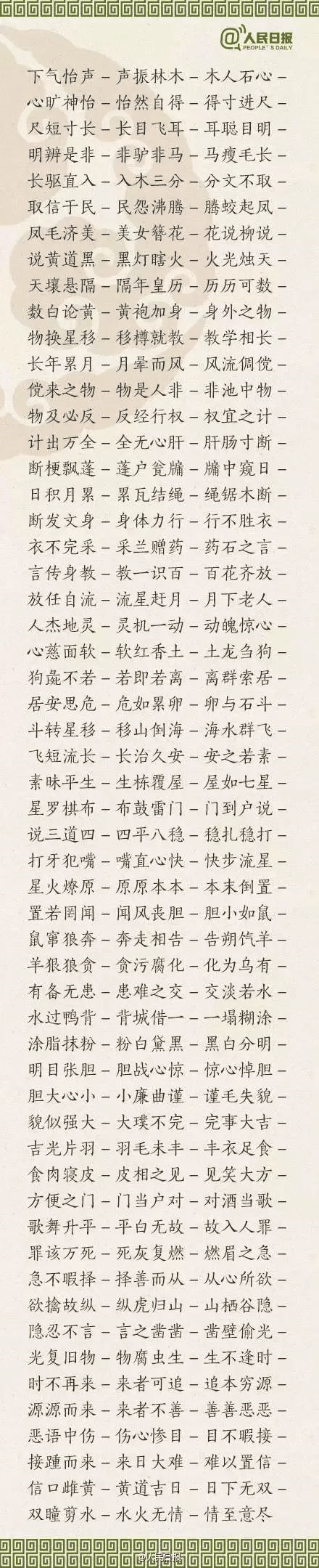 ​1500個成(chéng)語接龍，貼在牆上，和孩子常玩，語文成(chéng)績想不好(hǎo)都(dōu)難！