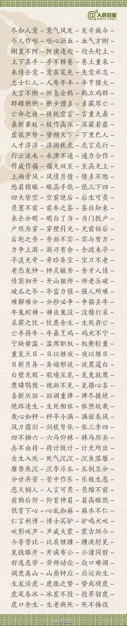 ​1500個成(chéng)語接龍，貼在牆上，和孩子常玩，語文成(chéng)績想不好(hǎo)都(dōu)難！